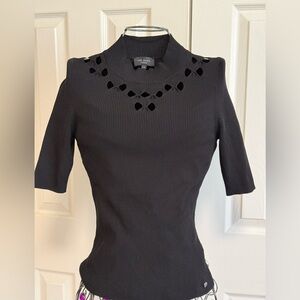 New Ted Baker Black Ribbed knit Top with Cutout Details. 2